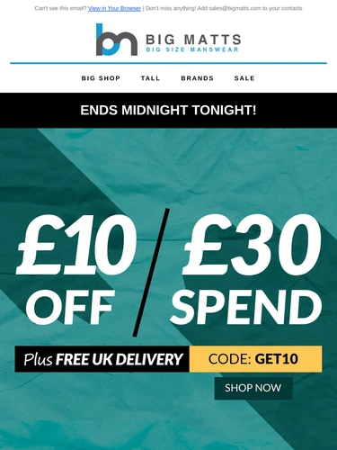Big Matt's Menswear Sale Announcement