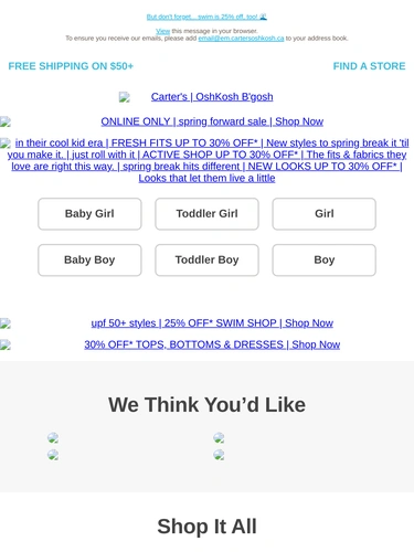 Carter's OshKosh Sale Announcement