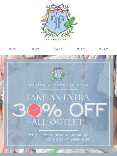 The Frilly Frog Sale Announcement