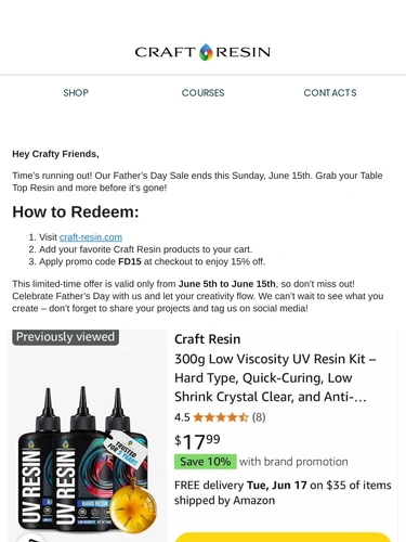 Craft Resin Sale Announcement