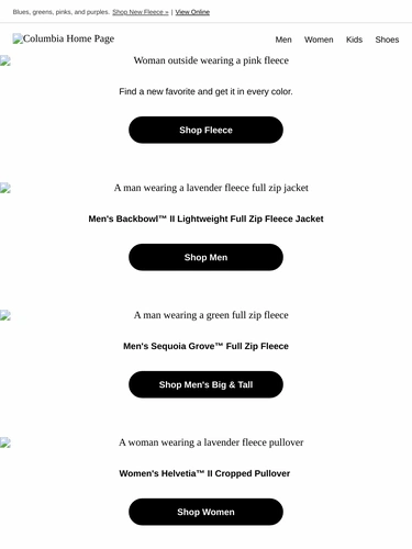 Columbia Sportswear Newsletter