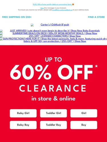 Carter's OshKosh Sale Announcement