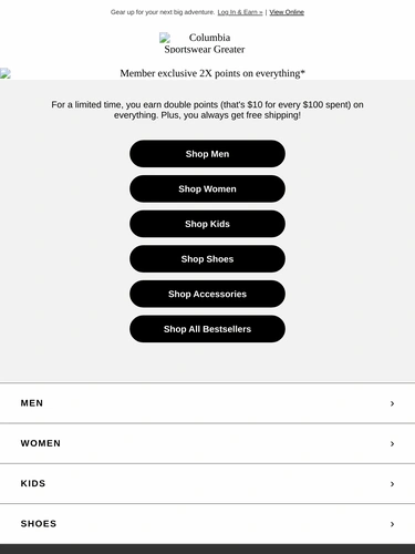Columbia Sportswear Sale Announcement