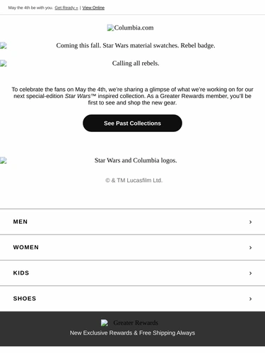 Columbia Sportswear Newsletter