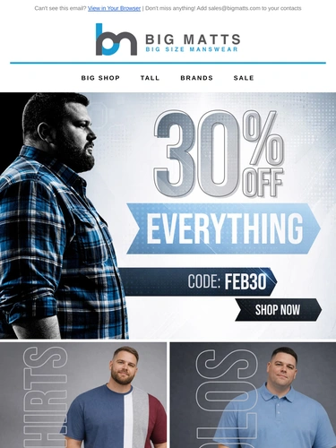 Big Matt's Menswear Sale Announcement
