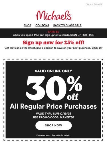 Michaels Sale Announcement