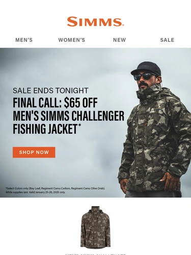 Simms Fishing Sale Announcement