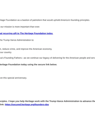 Heritage Foundation Newsletter