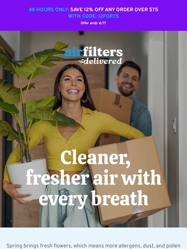 Air Filters Delivered Sale Announcement