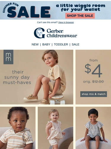 Gerber Childrenswear Sale Announcement