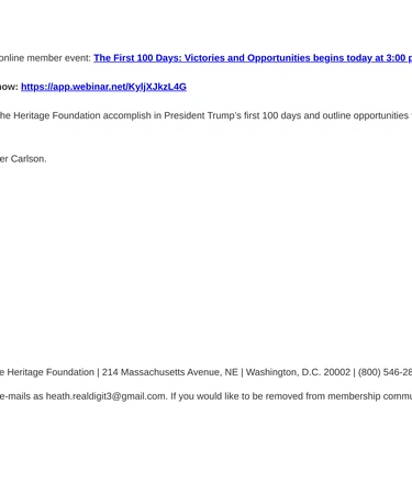 Heritage Foundation Event Invitation