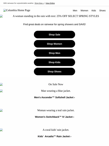 Columbia Sportswear Sale Announcement