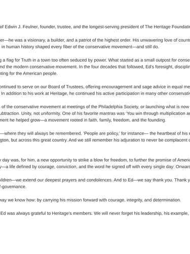 Heritage Foundation Newsletter