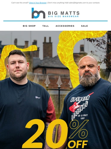 Big Matt's Menswear Sale Announcement
