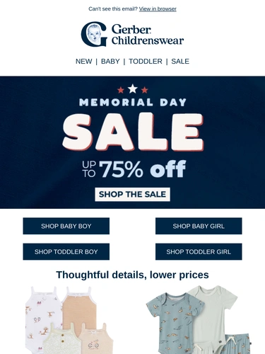 Gerber Childrenswear Sale Announcement