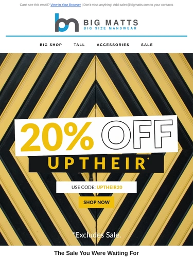 Big Matt's Menswear Sale Announcement