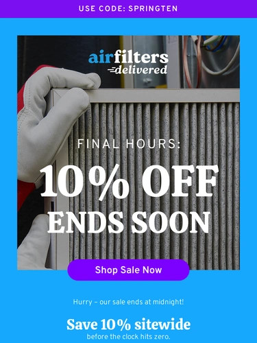 Air Filters Delivered Sale Announcement