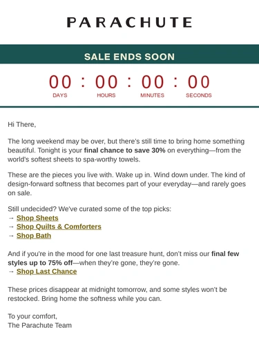 Parachute Home Sale Announcement