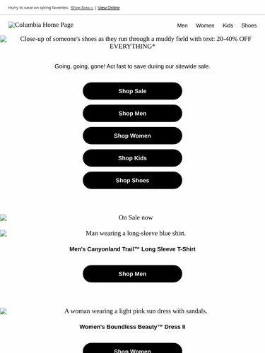 Columbia Sportswear Sale Announcement