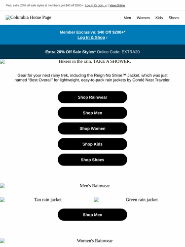 Columbia Sportswear Sale Announcement