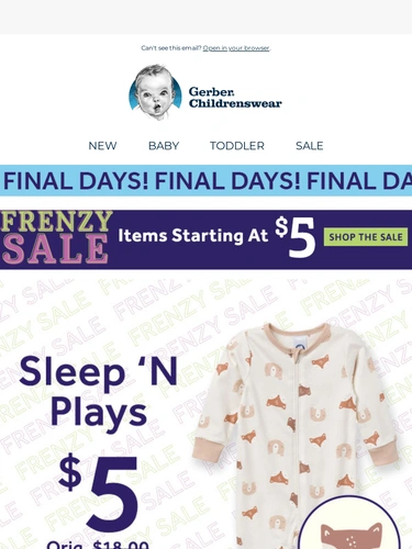 Gerber Childrenswear Sale Announcement