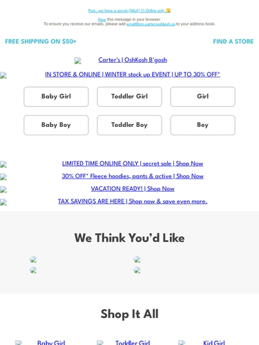 Carter's OshKosh Sale Announcement