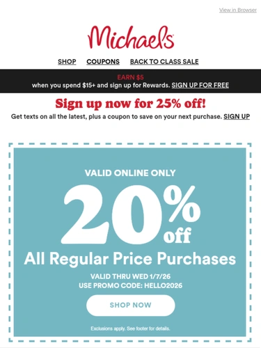 Michaels Newsletter