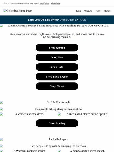 Columbia Sportswear Sale Announcement