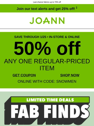 Joann Sale Announcement