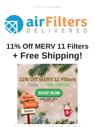 Air Filters Delivered Sale Announcement