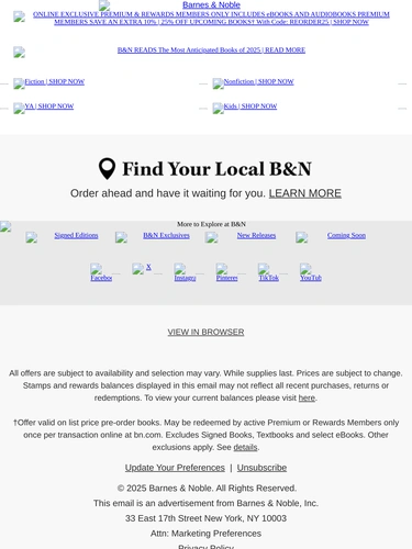 Barnes & Noble Newsletter