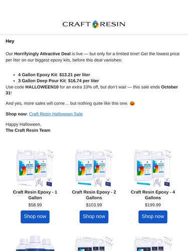Craft Resin Sale Announcement