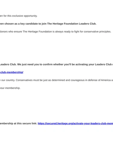 Heritage Foundation Loyalty Program