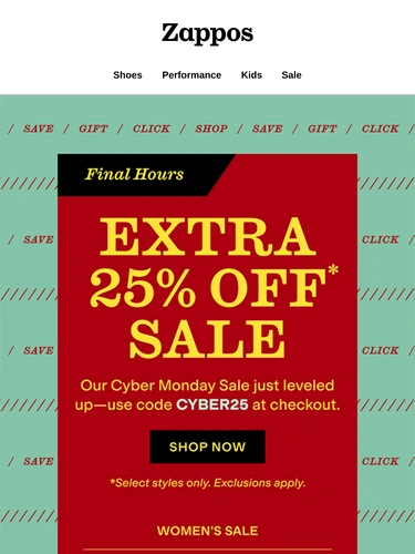Zappos Sale Announcement