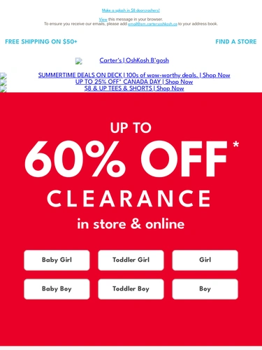 Carter's OshKosh Sale Announcement