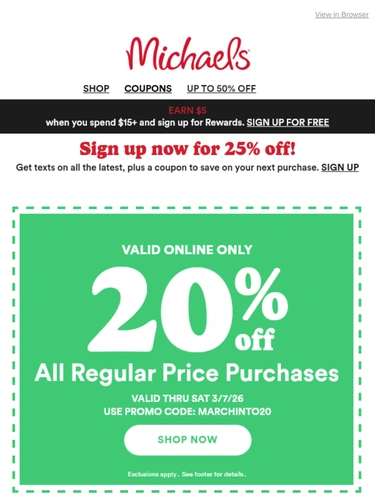 Michaels Sale Announcement