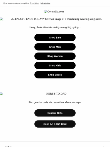Columbia Sportswear Sale Announcement