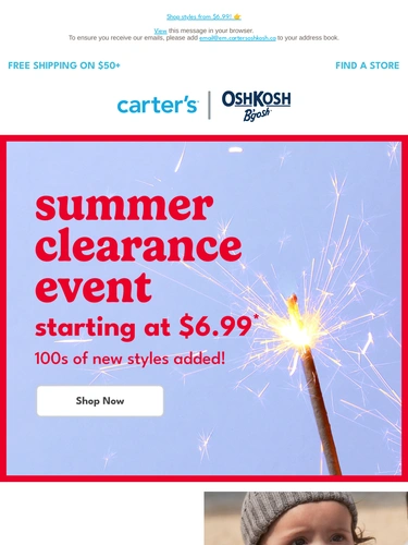 Carter's OshKosh Sale Announcement