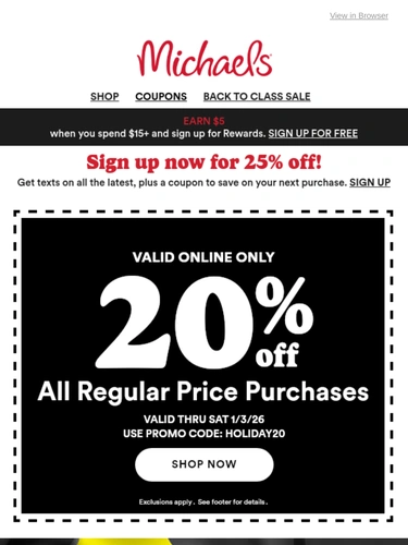 Michaels Sale Announcement