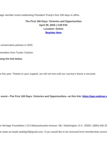 Heritage Foundation Event Invitation