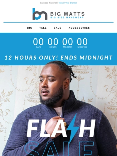 Big Matt's Menswear Sale Announcement