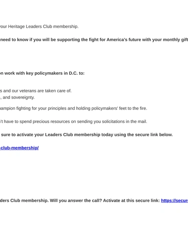 Heritage Foundation Loyalty Program