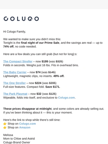Colugo Sale Announcement