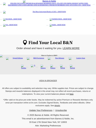 Barnes & Noble Newsletter