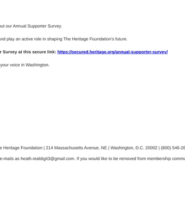 Heritage Foundation Customer Feedback
