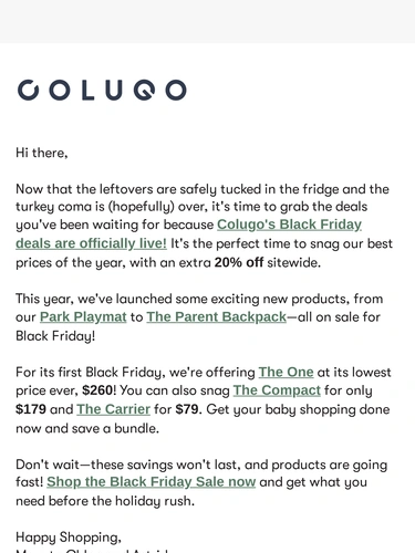 Colugo Sale Announcement