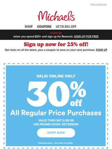 Michaels Sale Announcement