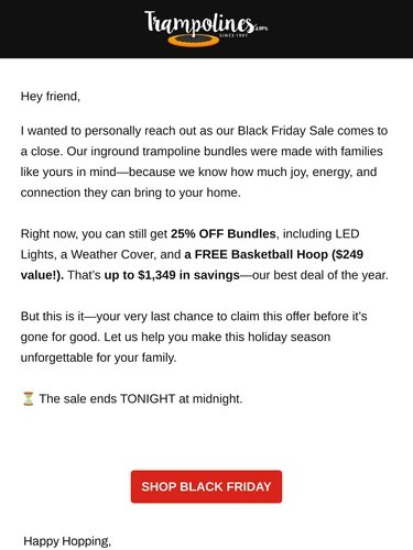 Trampolines.com Sale Announcement