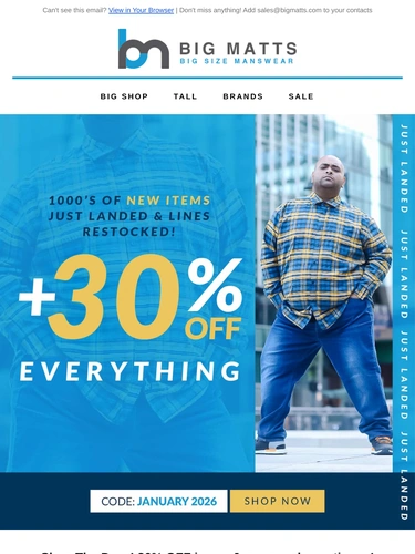 Big Matt's Menswear Sale Announcement