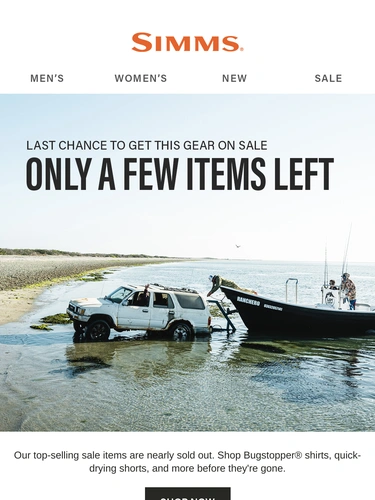 Simms Fishing Sale Announcement